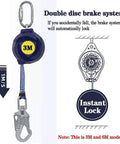Pro Grade Heavy Duty Self Retracting Lifeline For Fall Protection Industrial Safety Rope With Quick Lock Disc Brake 3 Meter model