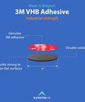 Diagram of Ultra Strong 3M VHB 5952 Adhesive Circles, 1 Inch Round, 25 Pack, showing double-sided foam with industrial strength.