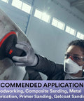 Person using 3M sanding tool with Net Disc 710W 5 Inch Hook And Loop Sanding Discs 12 Pack Assorted Grades in workshop
