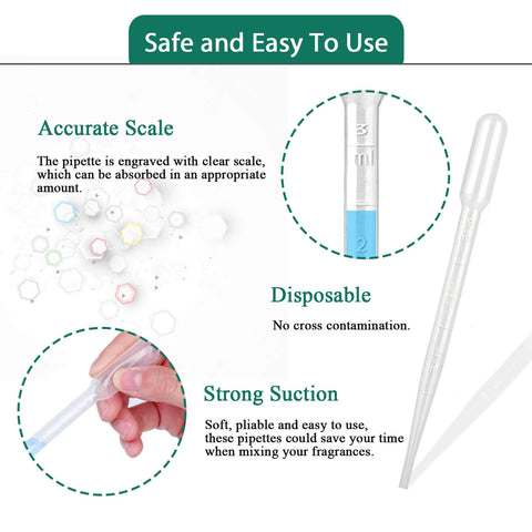 3ml Disposable Dropper Pipettes 100 Pack Leak Proof Food Grade Plastic For Essential Oils Lab And Makeup Use with accurate scale and strong suction