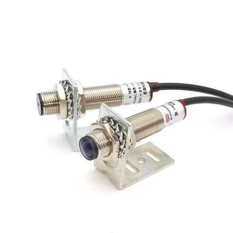 3mm Beam Photoelectric Switch For Trough Beam Infrared Sensor NPN Output With LED Indicator shown in industrial setup.