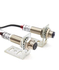 Close-up of 3mm Beam Photoelectric Switch For Trough Beam Infrared Sensor NPN Output With LED Indicator, mounted for industrial use