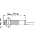 Diagram of 3mm Beam Photoelectric Switch for Trough Beam Infrared Sensor NPN Output with dimensions, LED indicator, ABS lens.