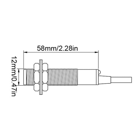 Diagram of 3mm Beam Photoelectric Switch for Trough Beam Infrared Sensor NPN Output with dimensions, LED indicator, ABS lens.