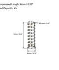 3mm OD Stainless Steel Compression Springs With 0.5mm Wire Size 6mm Compressed Length 10mm Free Length 4N Load Capacity