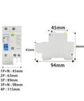 Three Phase Miniature Circuit Breaker 3P With Leakage Protector And Thermal Trip 10A air switch dimensions and front view
