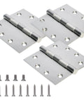 3-Pack Heavy Duty Commercial Door Hinge with Silent Steel Plain Bearing, 4.5 inch X 4.5 inch, Thickness 3 mm Stainless Steel