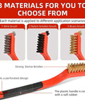3pcs Wire Brushes for Cleaning Rust, Upgrade Wire Brush Set - Brass/Stainless Steel/Nylon Bristles with Curved Handle Grip