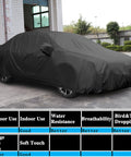 3XL Breathable Waterproof Car Cover with Mirror Pockets - All-Season Protection for SUV, Pickup Trucks, Large Vehicles