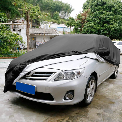 3XL Breathable Waterproof Car Cover with Mirror Pockets - All-Season Protection for SUV, Pickup Trucks, Large Vehicles installed