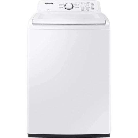 Efficient two-piece laundry solution with a 4.0 cu ft HE top-load washer and a 7.2 cu ft electric dryer in white, ideal for apartments