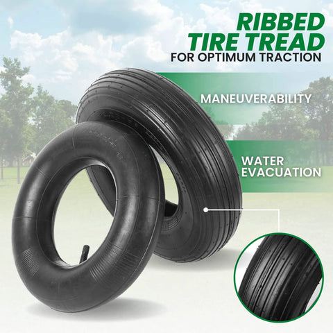 ✝️ (2 sets) 4.00-6 replacement pneumatic tires and inner tubes - universal fit 13” tires and tubes, ribbed tread, outdoor display