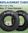✝️ 4.00-6 replacement inner tube, 2 pack with tr-13 valve stem, heavy duty, for 13" tires wheelbarrow garden utility image