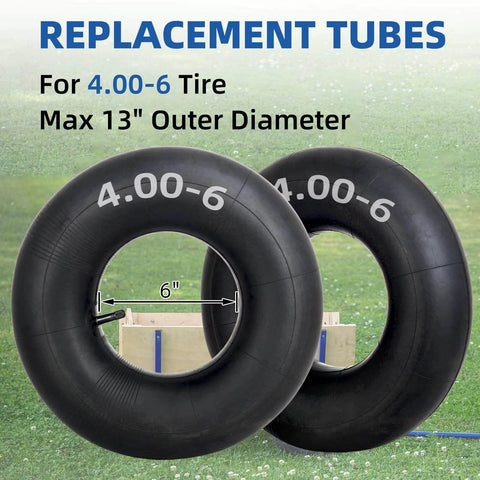 ✝️ 4.00-6 replacement inner tube, 2 pack with tr-13 valve stem, heavy duty, for 13" tires wheelbarrow garden utility image