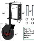 4.3 Inch Heavy Duty Gate Wheel With 360 Degree Rotation, Spring Loaded Shock Absorption Gate Caster, solid construction.