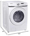 Efficient 4.5 cu ft front-load washer with Vibration Reduction Technology delivers powerful cleaning while staying quiet, shown side view
