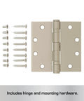 4 Pack Four And One Half Inch Ball Bearing Door Hinges with prime coat, screws included, smooth operation for interior and exterior use.