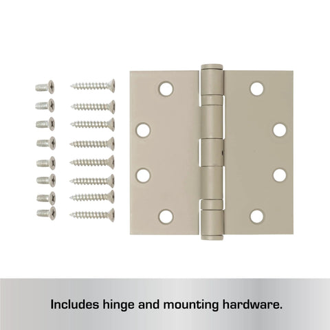 4 Pack Four And One Half Inch Ball Bearing Door Hinges with prime coat, screws included, smooth operation for interior and exterior use.