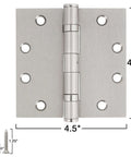Three Pack 4.5 Inch Satin Nickel Ball Bearing Door Hinges Commercial Grade Heavy Duty Mortise Hinges For Interior Exterior Doors
