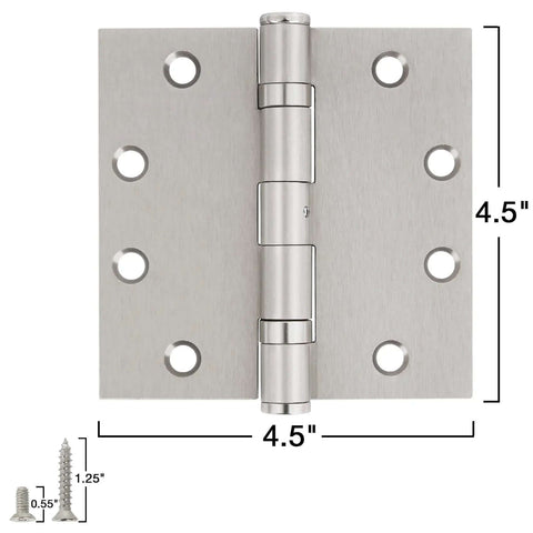 Three Pack 4.5 Inch Satin Nickel Ball Bearing Door Hinges Commercial Grade Heavy Duty Mortise Hinges For Interior Exterior Doors