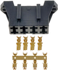Black 4 blade fuse block with gold connectors for automotive electrical systems, universal fit, rugged and durable construction