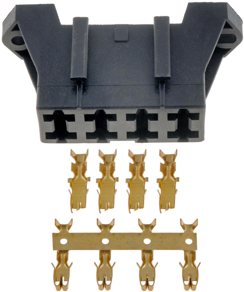 Black 4 blade fuse block with gold connectors for automotive electrical systems, universal fit, rugged and durable construction