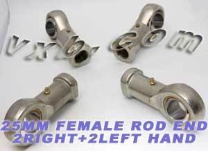 4 Female Rod End 25mm PHS25 2 Right Hand and 2 Left Hand Bearing - VXB Ball Bearings