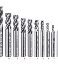 10 Piece 4 Flute End Mill Set In Metric Sizes From 2mm To 12mm HSS High Speed Steel For CNC Milling Cutters straight shank