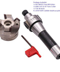 Heavy Duty 50mm Cutting Diameter 45 Degree 4 Flute Indexable CNC Face End Mill Shell Cutter KM12 50-22-4T with 0.87In Bore R8 FMB22 Arbor, SEKT1204 inserts and T20 wrench displayed