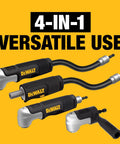 4-in-1 Right Angle Drill Attachment with 12-Inch Shaft, featuring compact and flexible design for enhanced accessibility and vibration reduction.