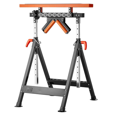 4-in-1 Roller Stand, 440 lb Load Capacity, 33-50 in Adjustable Height, Folding Heavy Duty with Rack & Polished Multi-Directional Roller Head