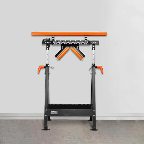 ✝️ 4-in-1 Roller Stand, 440 lb Load Capacity, 33-50 in Adjustable Height, Folding Heavy Duty with Rack front view