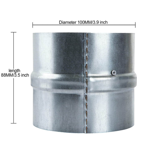 4 Inch Backdraft Damper Duct 2 Pack One Way Airflow Insert For Ducting In Range Hoods Bathrooms Fans And Kitchen Fans Heavy Duty Galvanized Steel With Stainless Steel Axis And Spring Easy Install showing dimensions