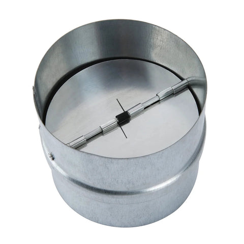 4 Inch Backdraft Damper Duct 2 Pack One Way Airflow Insert For Ducting In Range Hoods Bathrooms Fans And Kitchen Fans Heavy Duty Galvanized Steel With Stainless Steel Axis And Spring Easy Install, shown in close-up view