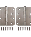 4 Inch Ball Bearing Door Hinges With Five Eighth Inch Radius Corners In Antique Nickel Finish Durable Steel Construction