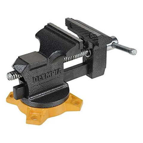 4-Inch Bench Vise for Workshop Use With 270-Degree Swivel Base, Heavy Duty 4-Lug Base, Anvil And Anvil Horn, Powder Coated Gray Finish