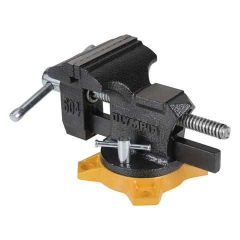 4-Inch Bench Vise for Workshop Use With 270-Degree Swivel Base, Heavy Duty 4-Lug Base, Anvil And Anvil Horn, Powder Coated Gray Finish
