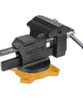 4-Inch Bench Vise for Workshop Use With 270-Degree Swivel Base, Heavy Duty 4-Lug Base, shown in powder coated gray finish