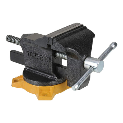 4-Inch Bench Vise for Workshop Use With 270-Degree Swivel Base, Heavy Duty 4-Lug Base, Anvil And Anvil Horn, Powder Coated Gray Finish