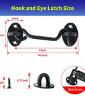 Diagram of Heavy Duty Built Tough 4 Inch Hook And Eye Latch Set 6 Pack Solid Stainless Steel Privacy Door Lock with measurements