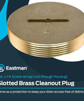 4 Inch Slotted Brass Cleanout Plug For Drain Waste And Vent Setups Eastman 42004 Machine Threaded with logo and product info