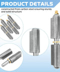 4 Pcs 4 Inch BBQ Smoker Bullet Weld On Hinges Heavy Duty Weldable Carbon Steel Barrel Hinges showing durable construction details