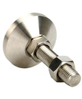 Heavy duty carbon steel nickel plated 4 inch adjustable leveling feet for furniture and equipment, M10 x 100mm threaded, side view