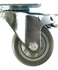 Side view of 4" inch Caster Wheel - Brake - TPR - Top Plate Mount designed for smooth motion and stable alignment, 1-pack.