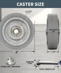 Diagram showing 4 Inch Caster Wheels Set of 4 with Thermoplastic Rubber Silent Castors Heavy Duty Industrial Casters dimensions.
