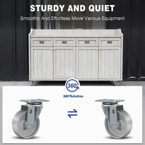 Heavy Duty 4 Inch Caster Wheels Set Of 4 With 1600 Pounds Capacity Industrial Plate Casters for furniture mobility.