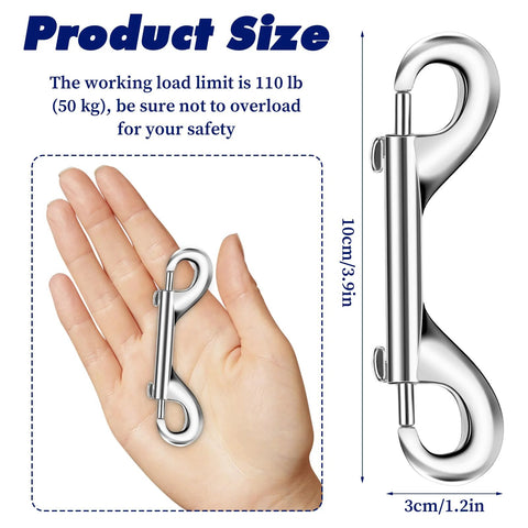 15 Pack Double Ended Snap Hooks 4 Inch Heavy Duty Double Sided Clips Zinc Alloy Metal Clip for farm use in hand for size reference