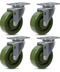4 Inch By 1.5 Inch High Temperature Caster Wheels Set Of 4 For Bakery Ovens, Heavy Duty Swivel Casters With 2800 Lb Capacity