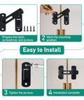 Installation guide for Beefy 4 Inch Heavy Duty Flip Latch Gate Latches For Barn Wood Fence And Sliding French Doors Matte Black SUS304 Stainless Steel Hardware Built Tough To Weatherproof And Resist Rust.