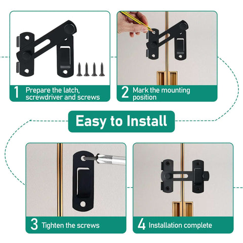 Installation guide for Beefy 4 Inch Heavy Duty Flip Latch Gate Latches For Barn Wood Fence And Sliding French Doors Matte Black SUS304 Stainless Steel Hardware Built Tough To Weatherproof And Resist Rust.